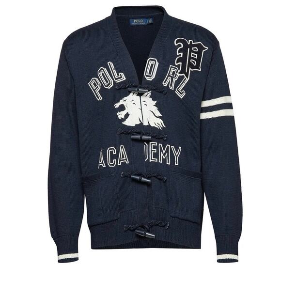 Polo Ralph Lauren Navy Cotton Academy Toggle Cardigan Sweater Size Large - Picture 2 of 10
